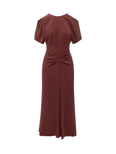 Victoria Beckham Bela Midi Dress In Burgundy