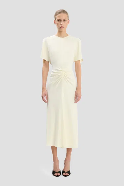 Victoria Beckham Bela Midi Dress In Bright Ivory In Neutral