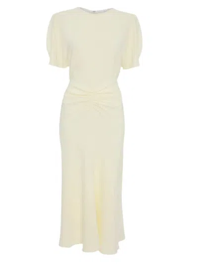 Victoria Beckham Bela Midi Dress In Bright Ivory In White