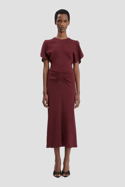 Victoria Beckham Bela Midi Dress In Cinnabar Red In Burgundy