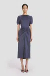 Victoria Beckham Womens Eclipse Isabella Ruched Satin Gown In Blue