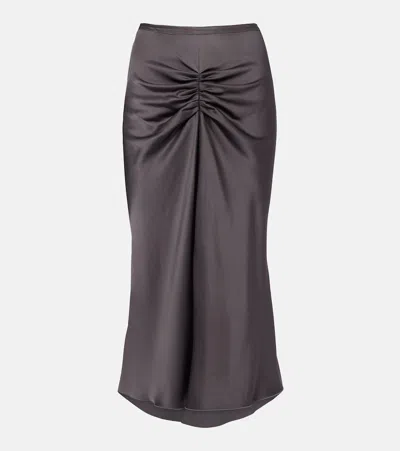 Victoria Beckham Womens Ore Bela Draped Satin Midi Skirt In Gray