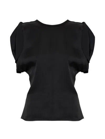 Victoria Beckham Draped Sleeve Blouse With Voluminous Draping In Black