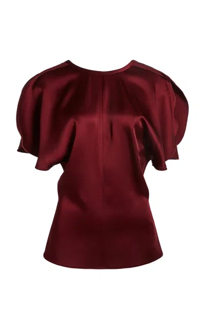 Victoria Beckham Bela Split-sleeve Top In Burgundy