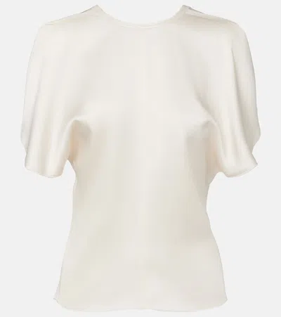 Victoria Beckham Womens Elderflower Bela Open-sleeve Satin Top In White