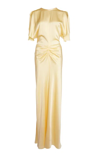 Victoria Beckham Bella Gathered Maxi Dress In Yellow