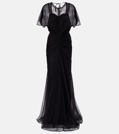 Victoria Beckham Bella Gathered Open Back Organza Gown