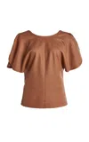 Victoria Beckham Bella Petal Sleeve Top In Khaki