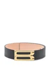 Victoria Beckham Logo-plaque Leather Belt In Black