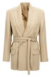 Victoria Beckham Belted Waist Blazer With Chest And Flap Pockets