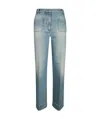 Victoria Beckham Alina Straight Leg Jeans With Front And Back Pockets In Blue