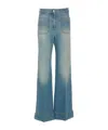Victoria Beckham 'alina' Blue Jeans With Pockets And Logo Applied On The Front In Blue