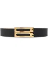 Victoria Beckham Frame Belt Black Grained Calfskin Belt In Black