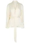 Victoria Beckham Belted Crepe De Chine Blouse In White