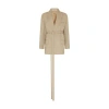 Victoria Beckham Belted Wool Jacket In Beige