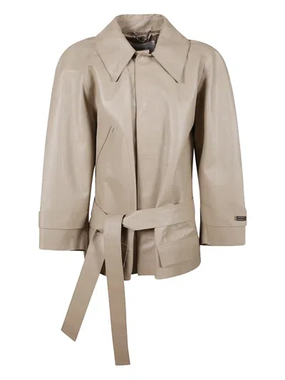 Victoria Beckham Belted Jacket In Neutral