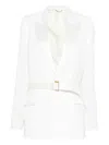 Victoria Beckham Belted Lapel Blazer In White