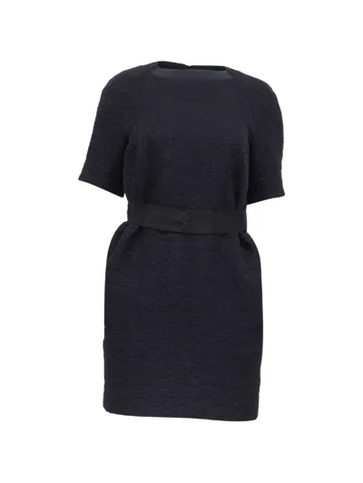 Pre-owned Victoria Beckham Belted Mini Dress In Blue