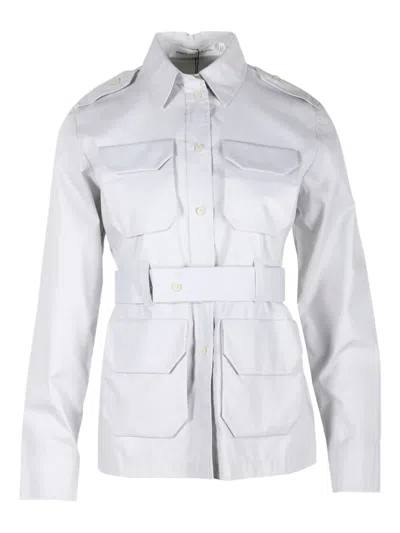 Pre-owned Victoria Beckham Belted Pocket Shirt In Gray