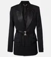 Victoria Beckham Womens Black Single-breasted Belted Tailored Wool-blend Jacket In Black