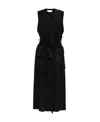 Victoria Beckham Belted Sleeveless Midi Dress In Black