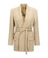 Victoria Beckham Belted Waist Blazer With Chest And Flap Pockets In Nude