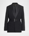 Victoria Beckham Womens Black Single-breasted Belted Tailored Wool-blend Jacket In Black