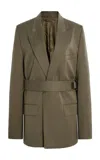 Victoria Beckham Belted Tailored Jacket In Green