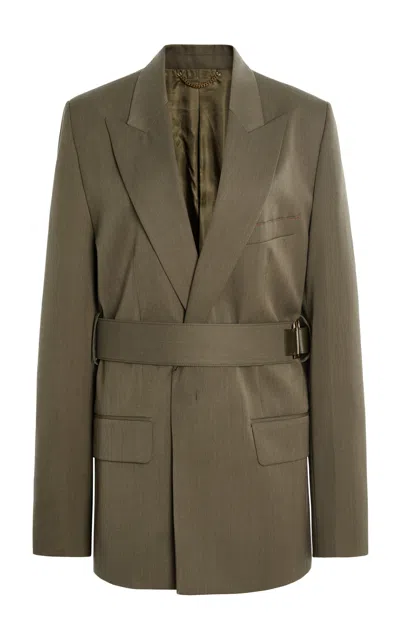 Victoria Beckham Belted Tailored Jacket In Green