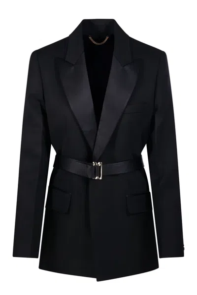 Victoria Beckham Belted Tailored Jacket In Black