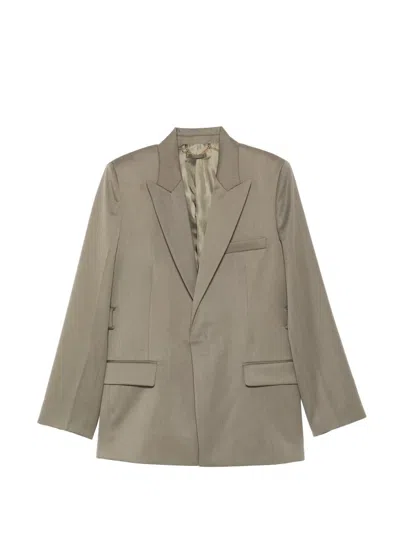 Victoria Beckham Belted Tailored Jacket In Gray