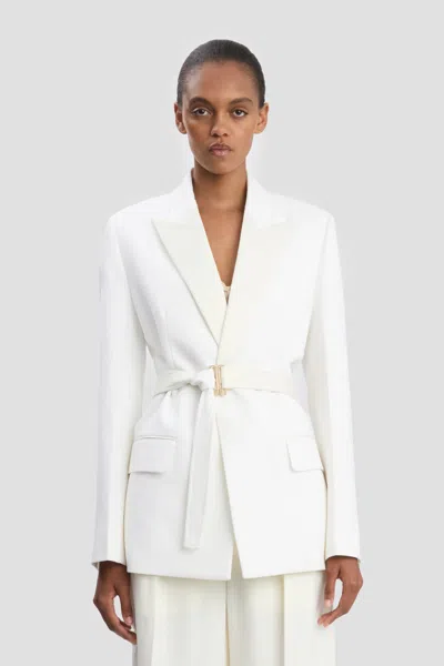 Victoria Beckham Belted Tailored Jacket In Ivory In White