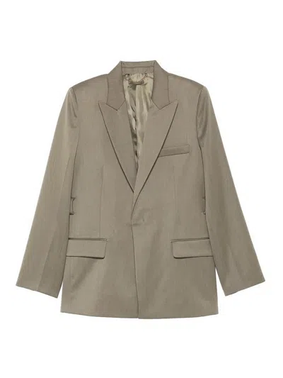 Victoria Beckham Belted Tailored Jacket In Taupe