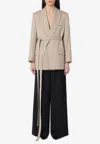 Victoria Beckham Wool Jacket Belt Longline Flap Pockets In Brown
