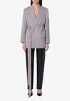 Victoria Beckham Light Grey Wool Jacket With Belt In Gray