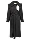 Victoria Beckham Womens Charcoal Collar Concealed-pockets Wool Coat In Gray