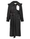 Victoria Beckham Womens Charcoal Collar Concealed-pockets Wool Coat In Gray