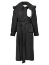 Victoria Beckham Womens Charcoal Collar Concealed-pockets Wool Coat