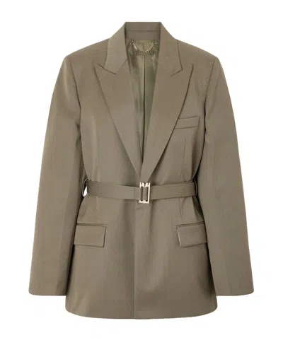 Victoria Beckham Belted Wool-blend Twill Blazer In Green
