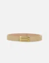 Victoria Beckham Micro Frame Belt In Ivory Grained Calfskin In Beige