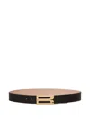 Victoria Beckham Jumbo Frame Leather Belt In Black