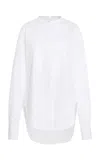 Victoria Beckham Bib Detail Cotton Shirt In White