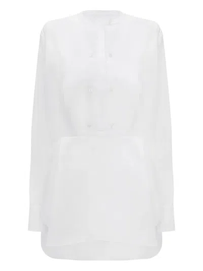 Victoria Beckham Double Bib Detail Shirt In White