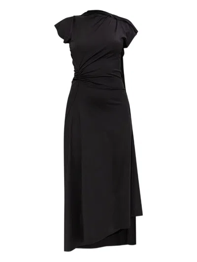 VICTORIA BECKHAM BLACK ASYMMETRIC MIDI DRESS