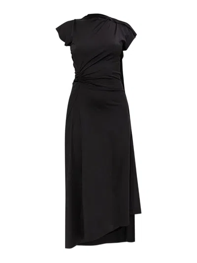 VICTORIA BECKHAM BLACK ASYMMETRIC MIDI DRESS