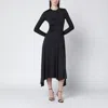 Victoria Beckham Asymmetric Midi Dress Long Sleeves In Black