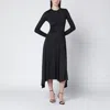 Victoria Beckham Black Asymmetric Midi Dress In Black