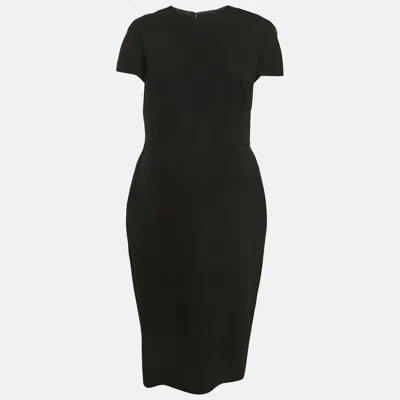 Pre-owned Victoria Beckham Black Crepe Midi Dress L