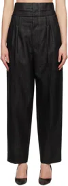 Shop Victoria Beckham Black Double Waistband Trousers In Black / Ivory