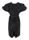 Victoria Beckham Black Dress With V-neck On The Back And Details With Ruffles In Leather Woman In Multicolor